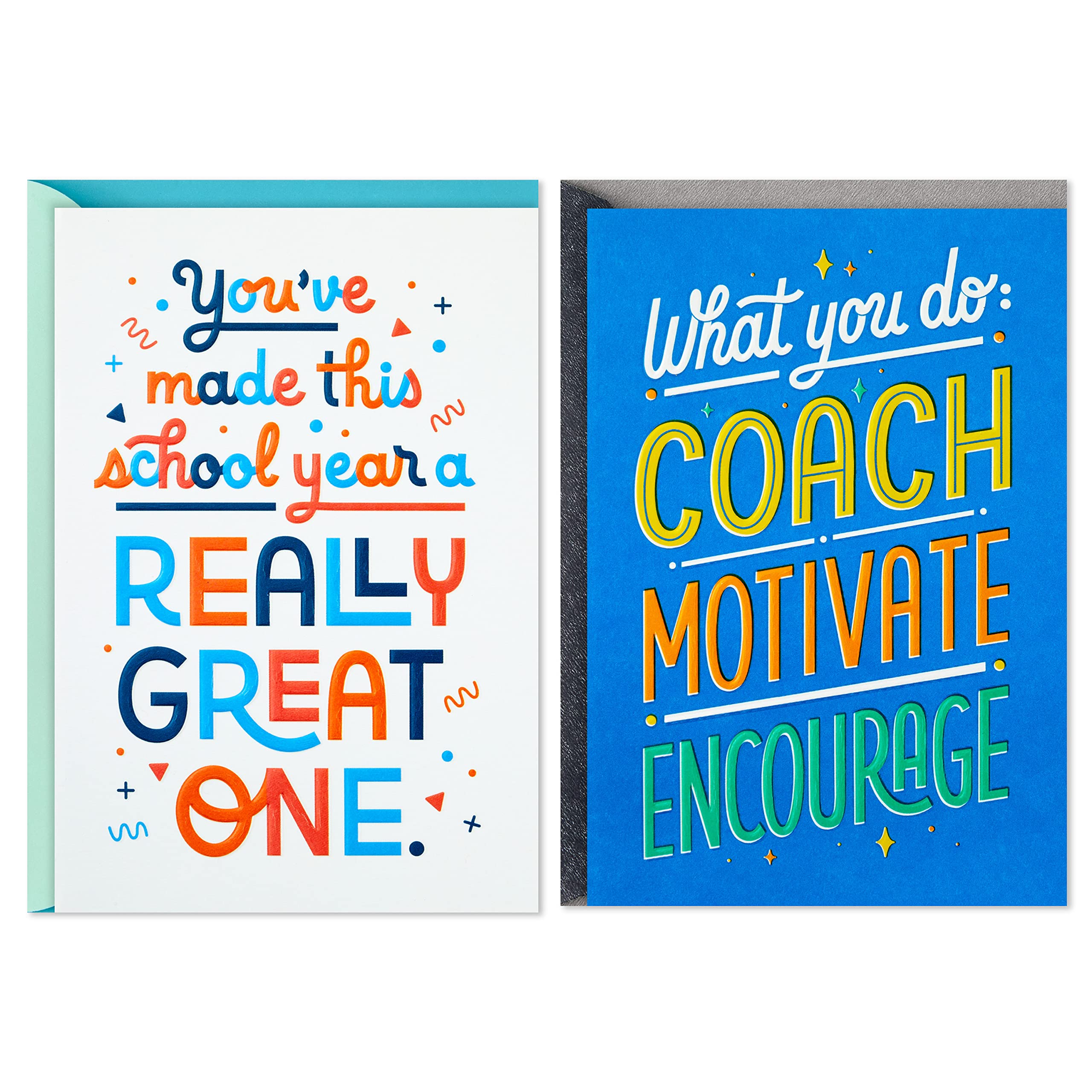 Hallmark Thank You Cards (2 Cards with Envelopes) for Coach, Teacher, Mentor, Appreciation, Graduation