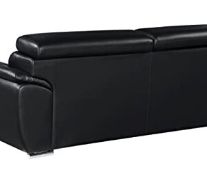 Blackjack Furniture 4571 Veal Collection Leather Upholstered Modern Living Room Chair, Loveseat, Sofa, Black