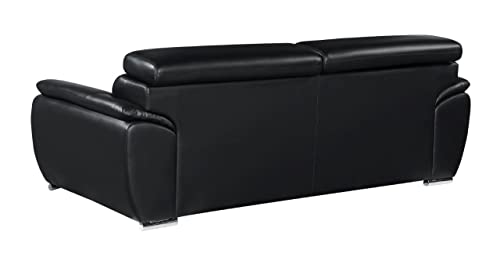 Blackjack Furniture 4571 Veal Collection Leather Upholstered Modern Living Room Chair, Loveseat, Sofa, Black