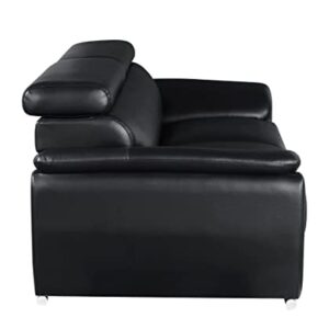 Blackjack Furniture 4571 Veal Collection Leather Upholstered Modern Living Room Chair, Loveseat, Sofa, Black