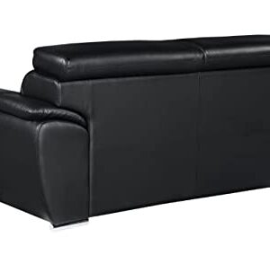 Blackjack Furniture 4571 Veal Collection Leather Upholstered Modern Living Room Chair, Loveseat, Sofa, Black