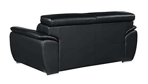 Blackjack Furniture 4571 Veal Collection Leather Upholstered Modern Living Room Chair, Loveseat, Sofa, Black