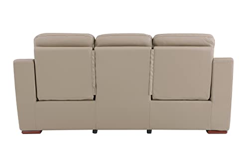 Blackjack Furniture Walker Leather Match Upholstered Reclining Living Room Sofa, Beige