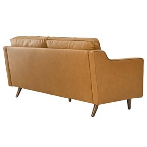 Modway Impart Upholstered Genuine Leather Sofa in Tan