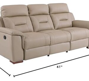 Blackjack Furniture Walker Leather Match Upholstered Reclining Living Room Sofa, Beige