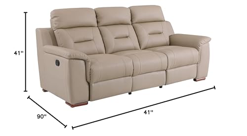 Blackjack Furniture Walker Leather Match Upholstered Reclining Living Room Sofa, Beige