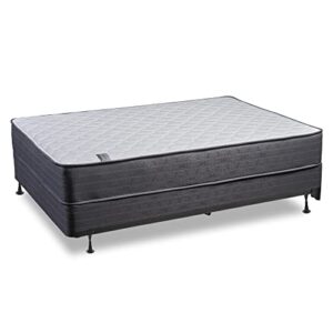 greaton, 10-inch medium plush tight top innerspring mattress & 8" wood box spring set with frame, twin