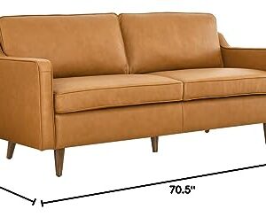 Modway Impart Upholstered Genuine Leather Sofa in Tan