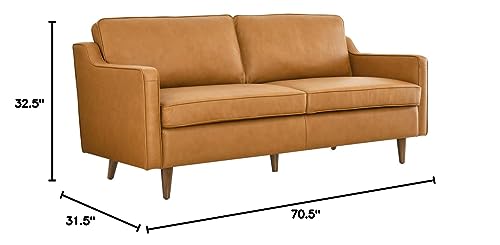 Modway Impart Upholstered Genuine Leather Sofa in Tan