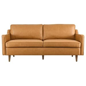 Modway Impart Upholstered Genuine Leather Sofa in Tan