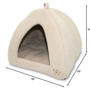 Pet Tent-Soft Bed for Dog and Cat by Best Pet Supplies - Beige Corduroy, 19" x 19" x H:19"