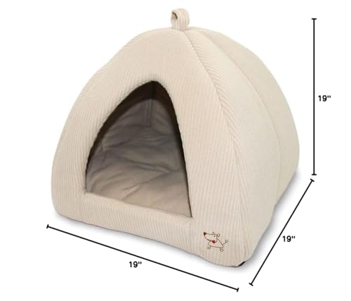 Pet Tent-Soft Bed for Dog and Cat by Best Pet Supplies - Beige Corduroy, 19" x 19" x H:19"