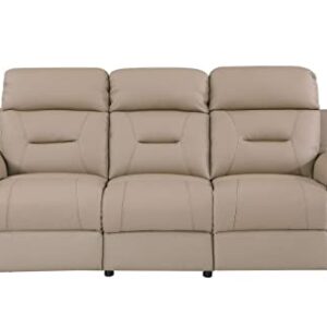 Blackjack Furniture Walker Leather Match Upholstered Reclining Living Room Sofa, Beige