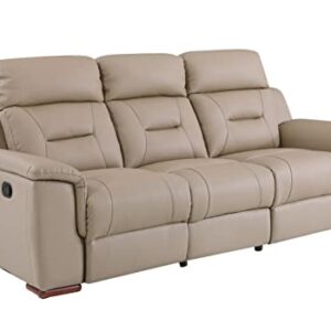 Blackjack Furniture Walker Leather Match Upholstered Reclining Living Room Sofa, Beige