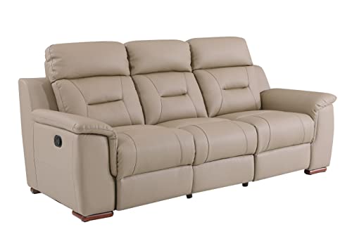 Blackjack Furniture Walker Leather Match Upholstered Reclining Living Room Sofa, Beige