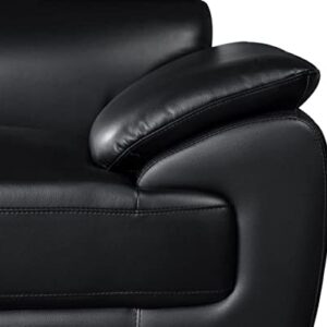 Blackjack Furniture 4571 Veal Collection Leather Upholstered Modern Living Room Chair, Loveseat, Sofa, Black