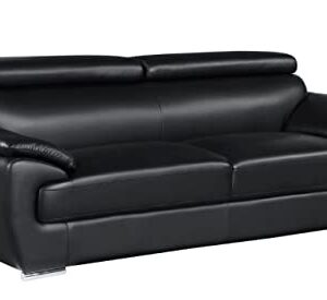 Blackjack Furniture 4571 Veal Collection Leather Upholstered Modern Living Room Chair, Loveseat, Sofa, Black