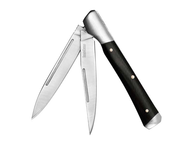 Kershaw Allegory Manual Folding Pocket Knife, Two Bladed Knife with Clip Point and Spear Point Blades, Slipjoint with Micarta Handle,Black