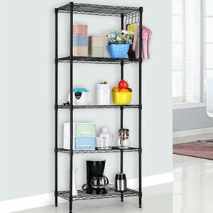 be current 5-Shelf Shelving Storage Units, Adjustable Heavy Duty Metal Shelf Wire Storage Rack for Home Office Garage Kitchen Bathroom Organi Black