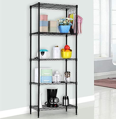 be current 5-Shelf Shelving Storage Units, Adjustable Heavy Duty Metal Shelf Wire Storage Rack for Home Office Garage Kitchen Bathroom Organi Black