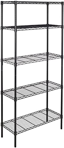 be current 5-Shelf Shelving Storage Units, Adjustable Heavy Duty Metal Shelf Wire Storage Rack for Home Office Garage Kitchen Bathroom Organi Black