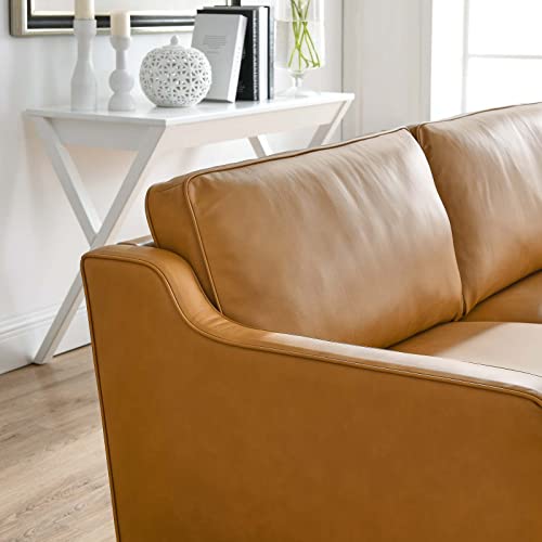 Modway Impart Upholstered Genuine Leather Sofa in Tan