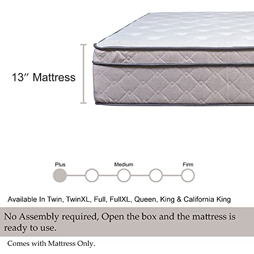 Mattress Solution, 13-Inch Soft Foam Encased Hybrid Eurotop Pillowtop Memory Foam Gel Innerspring Mattress, Full XL