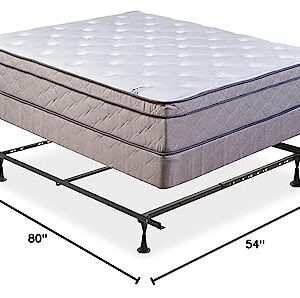 Mattress Comfort, 13-Inch Soft Foam Encased Hybrid Eurotop Pillowtop Memory Foam Gel Innerspring Mattress & 8" Wood Box Spring Set with Frame, Full XL