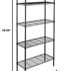 be current 5-Shelf Shelving Storage Units, Adjustable Heavy Duty Metal Shelf Wire Storage Rack for Home Office Garage Kitchen Bathroom Organi Black