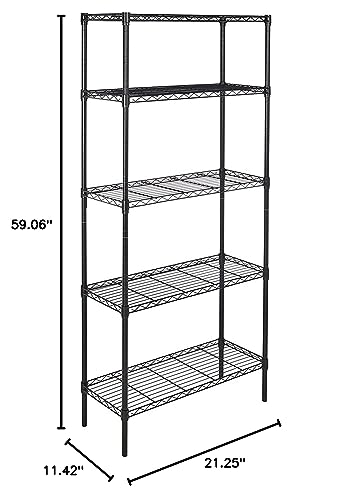 be current 5-Shelf Shelving Storage Units, Adjustable Heavy Duty Metal Shelf Wire Storage Rack for Home Office Garage Kitchen Bathroom Organi Black