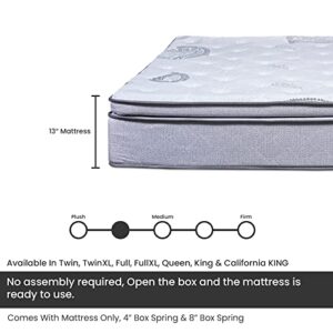 Mayton, 13-Inch Meduim Plush Foam Encased Hybrid Pillowtop Innerspring Mattress, Full XL