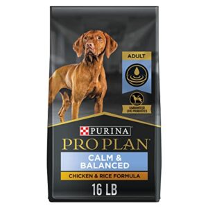 purina pro plan calm & balanced dry dog food, adult dog calming dha chicken & rice formula - 16 lb. bag