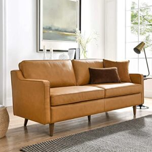 Modway Impart Upholstered Genuine Leather Sofa in Tan