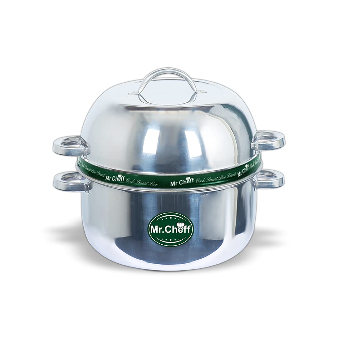 South Indian Stainless Steel Thermal Rice Cooker with Stainless Steel Pot 1Kg Stainless Steel Steamer (4.5 Ltr), Silver