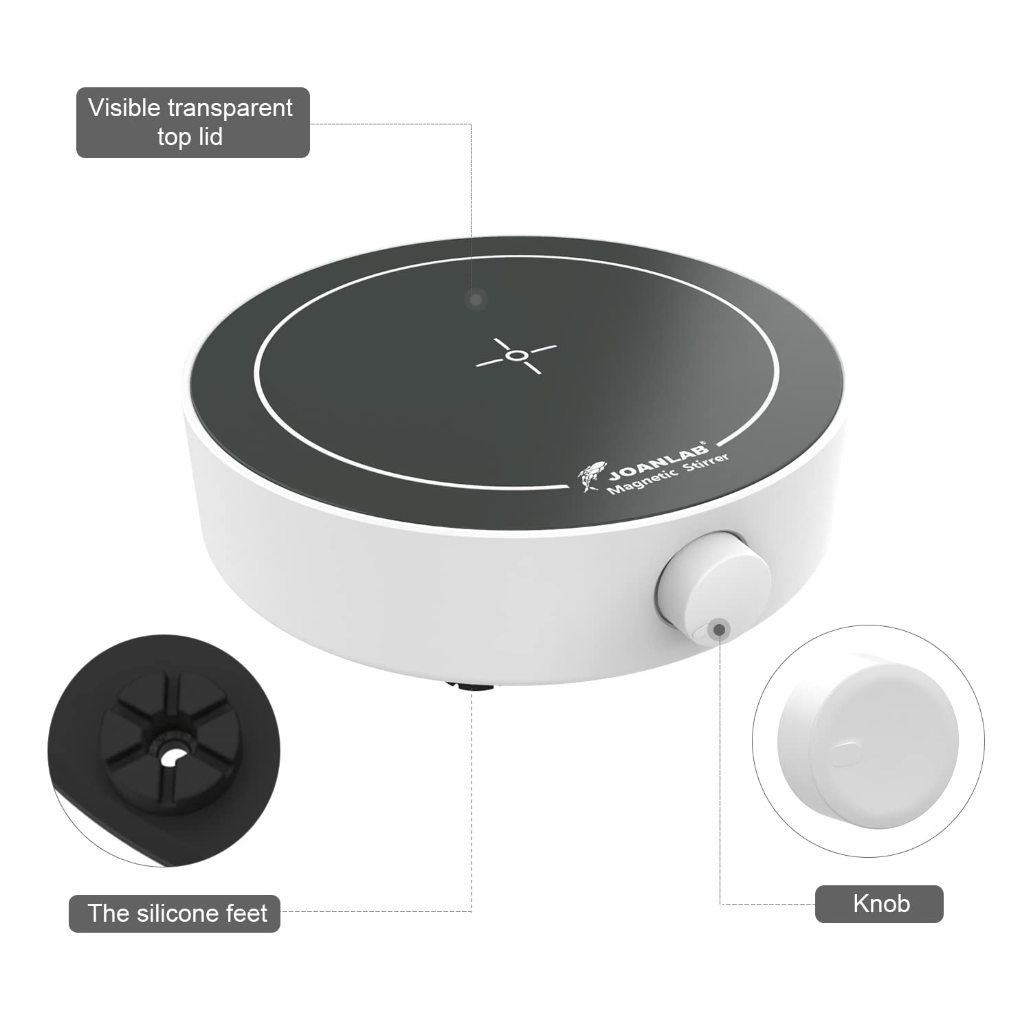 JOANLAB Mini Magnetic Stir Plate Lab Stirrer Mixer with Stirrer Bar, Laboratory Magnetic Stirrer Mixer Plate 3000ml