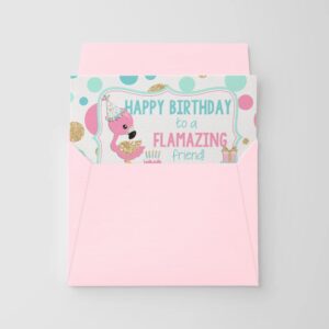 FLAMAZING Friend Flamingo Themed Birthday Pun Themed Single (1) All Occasion Blank Birthday Card To Send To Friends & Family, 4"x 6" (when folded) Fill In Greeting Note Card by AmandaCreation