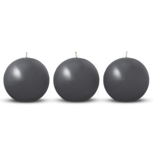 unscented round candles set of 3 | long lasting 3 inch ball candles with clean burning cotton wick | shaped gray wax candles for unique centerpiece and wedding decorations