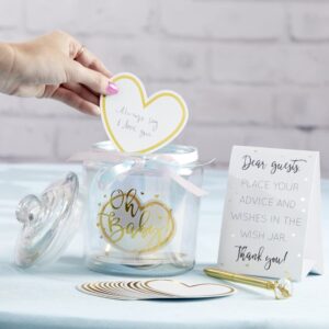 Kate Aspen Iridescent Baby Shower Decorations, Wishes For The Baby Jar with 50 Heart Shaped Advice Cards Guest Book, Iridescent Decor, Oh Baby