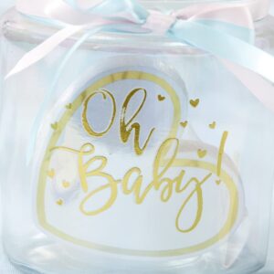 Kate Aspen Iridescent Baby Shower Decorations, Wishes For The Baby Jar with 50 Heart Shaped Advice Cards Guest Book, Iridescent Decor, Oh Baby