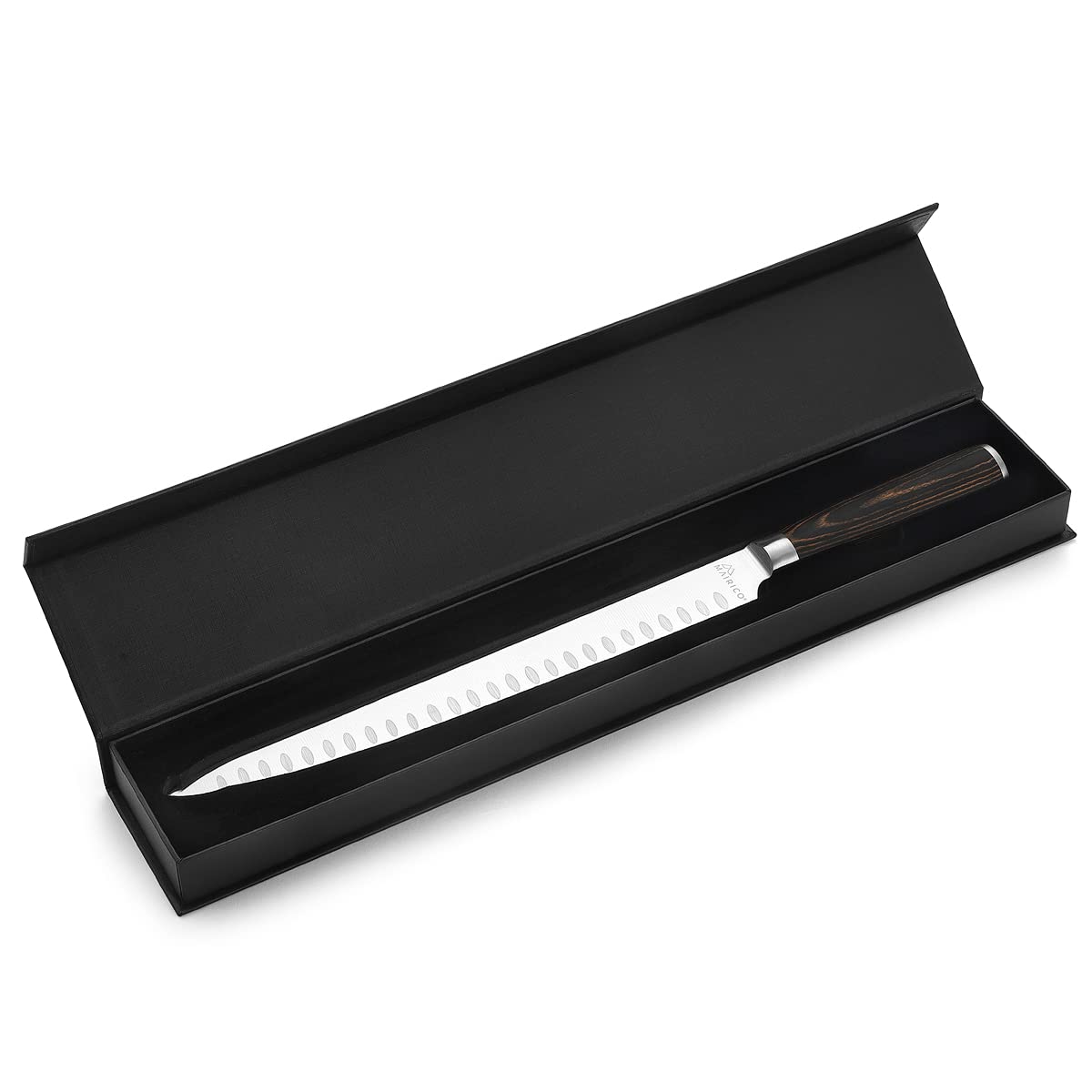 MAIRICO Premium Carving Knife - 11-inch Ultra Sharp Brisket Knife with Luxurious Pakkawood Handle and Granton Blade, designed as Slicing Knife for Meat, Roasts, BBQs, and more.