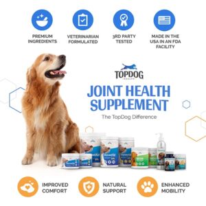 TopDog Health - Flexerna Essentials Green Lipped Mussel Powder & MSM for Dogs - Natural Dog Joint & Mobility Support - Natural Glucosamine Chondroitin + Omega-3 Fatty Acids - Anti-Inflammatory - 3 Oz