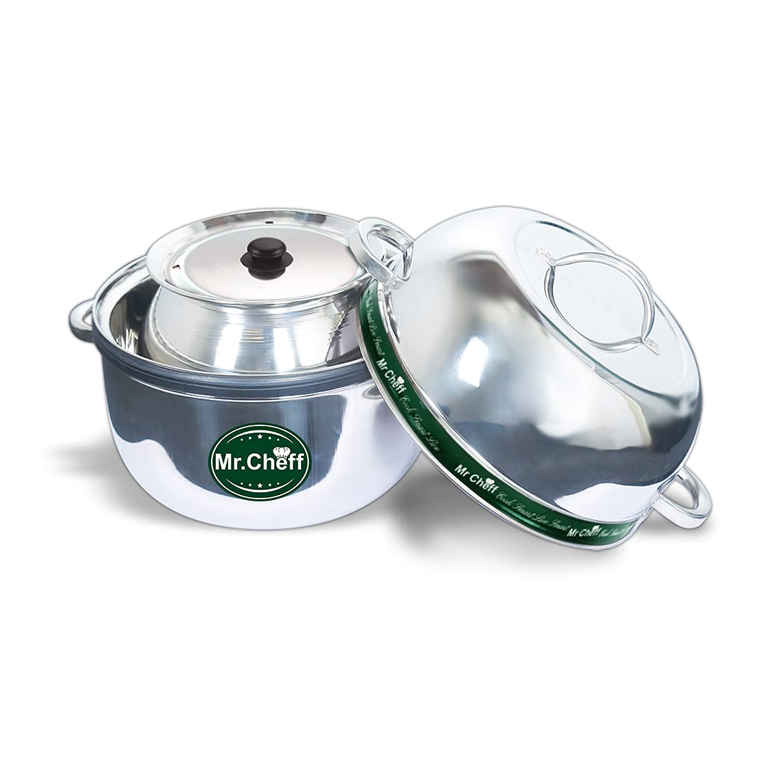 South Indian Stainless Steel Thermal Rice Cooker with Stainless Steel Pot 1Kg Stainless Steel Steamer (4.5 Ltr), Silver