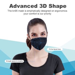 AGAG Black KN95 Masks 60 Pcs, 5 Ply 3D Cup Dust Mask, Individually Wrapped, Filter Over 95%, For All Ages, Home School and Outdoor (Black)