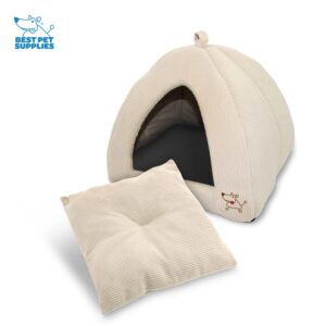 Pet Tent-Soft Bed for Dog and Cat by Best Pet Supplies - Beige Corduroy, 19" x 19" x H:19"