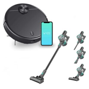 wyze cordless vacuum robot vacuum,lidar mapping robot vacuum, avoids obstacles, wi-fi connected, 110min runtime, compatible with alexa, vacuum cleaner with 24kpa powerful suction, lightweight sti