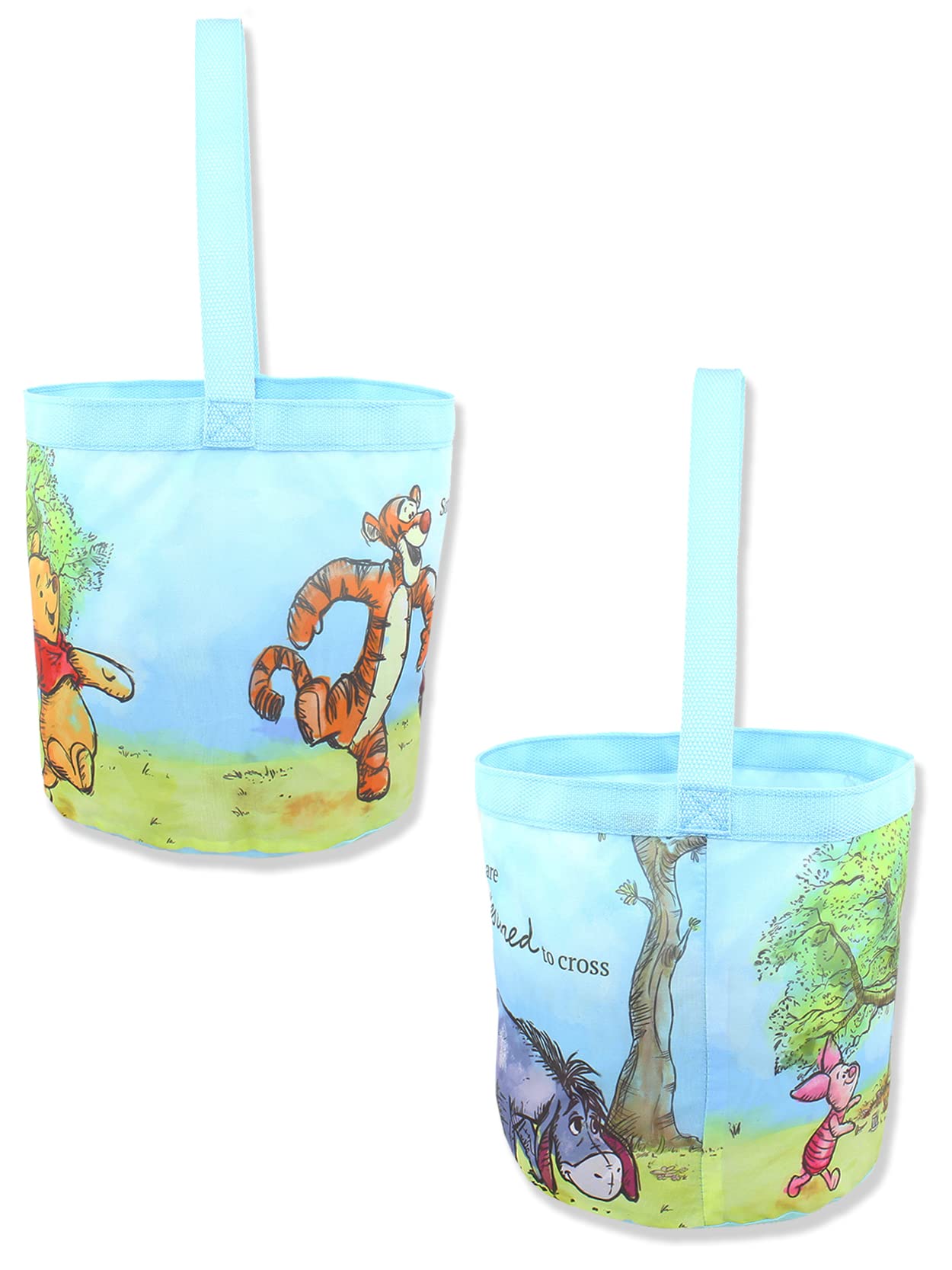 Winnie the Pooh Kids Collapsible Nylon Gift Basket Bucket Tote Bag (One Size, Blue)