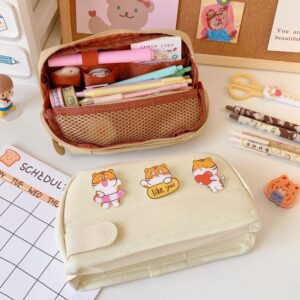 MOMEITU Kawaii pencil case Japanese large-capacity girl ins cute stationery pencil case(White)