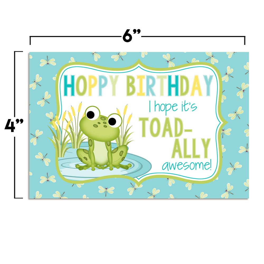 TOAD-ALLY Awesome Frog Birthday Pun Themed Single (1) All Occasion Blank Birthday Card To Send To Friends & Family, 4"x 6" (when folded) Fill In Greeting Note Card by AmandaCreation