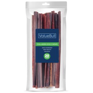 valuebull usa collagen sticks, premium beef dog chews, medium 12 inch, 10 count - natural & safe, single ingredient, long lasting, healthy for hips, joints, skin & coat