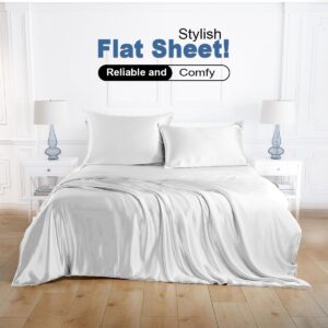 Cloud Fino Silk Satin Bed Linen Set, King, Deep Pocket, Black, 4pcs Including Fitted Sheet & Duvet Cover